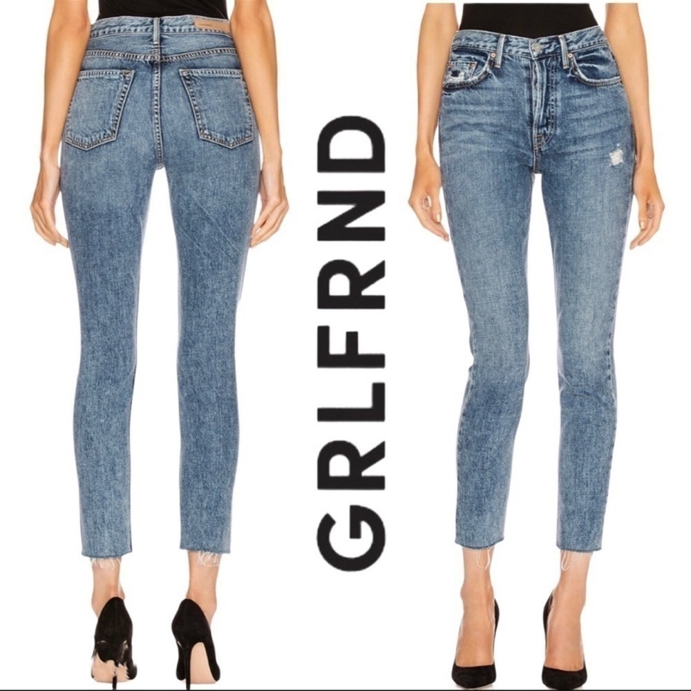 Grlfrnd Karolina High Rise Skinny Ankle Frayed Hem Jeans
